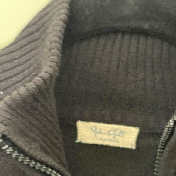 Black with white strip crop sweater with quarter zipper front size Small - Picture 3 of 4